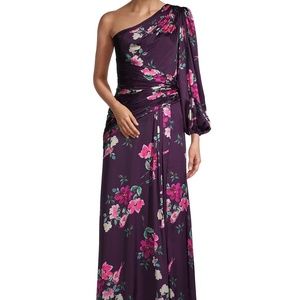 IEENA FOR MAC DUGGAL Floral One-Shoulder Gown DRESS MEDIUM NEW